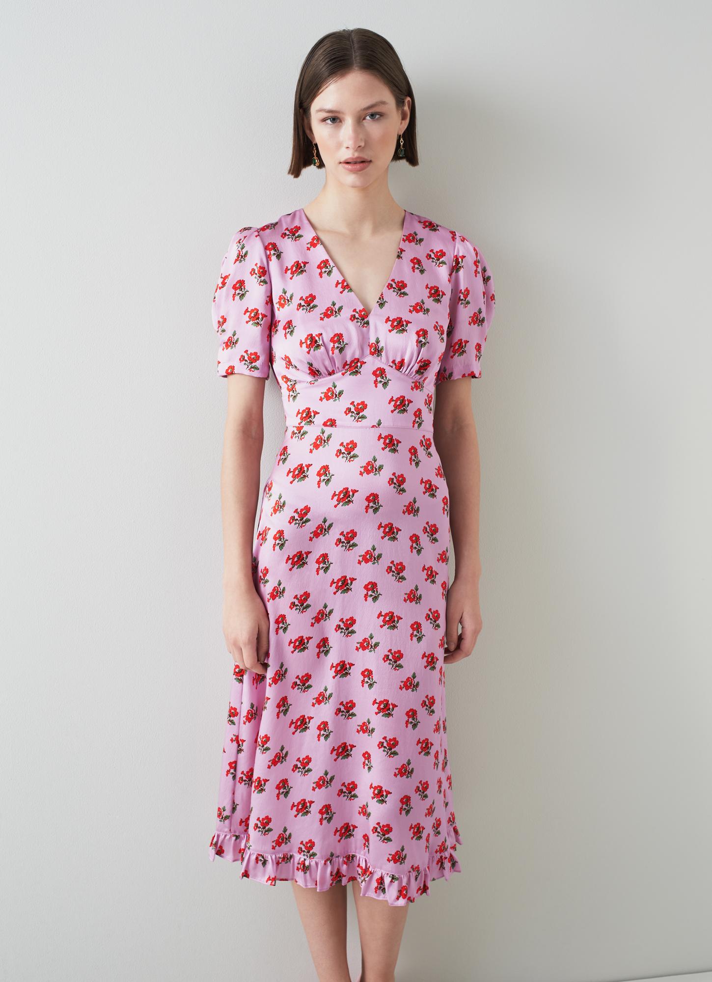 Elson Lilac Silk Primula Print Dress The Archive Sale L.K.Bennett London